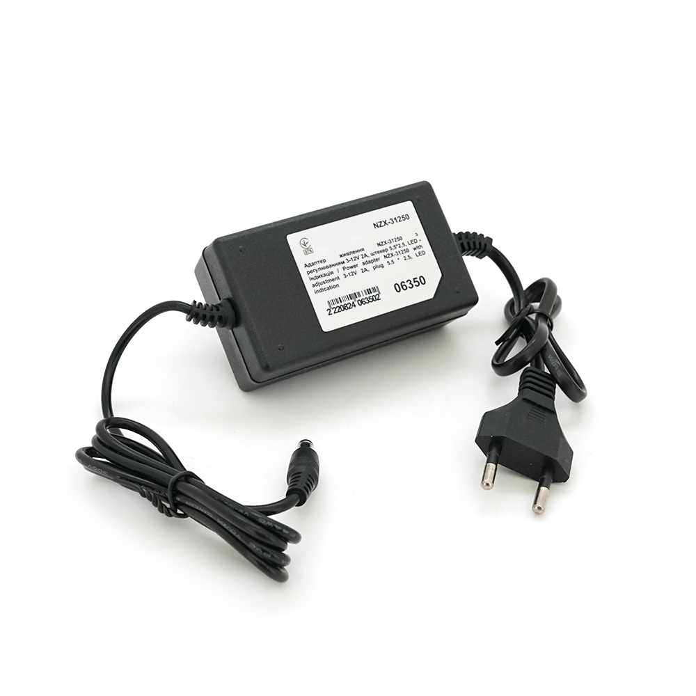 Адаптер питания NZX-31250 LED индикатор 3-12V 2A 5,5x2,5 мм (26840537) - фото 3