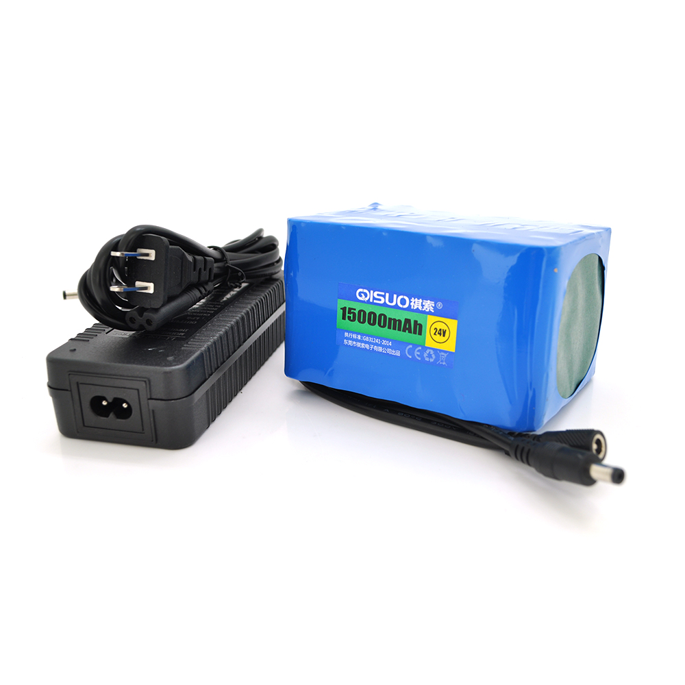 Аккумулятор литиевый QiSuo 24V 15A Li-ion 18650 с зарядным устройством 25,2V 3A DC5,5х2,1 (YUT_V12046)