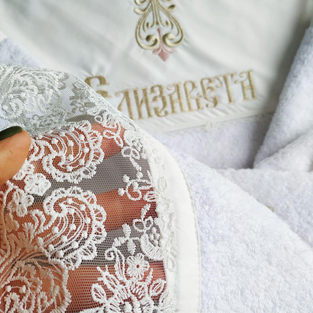 Набор для крещения именной Светлая любовь махровая крыжма/мешочек для локона/мешочек для хранения (2173260336) - фото 5