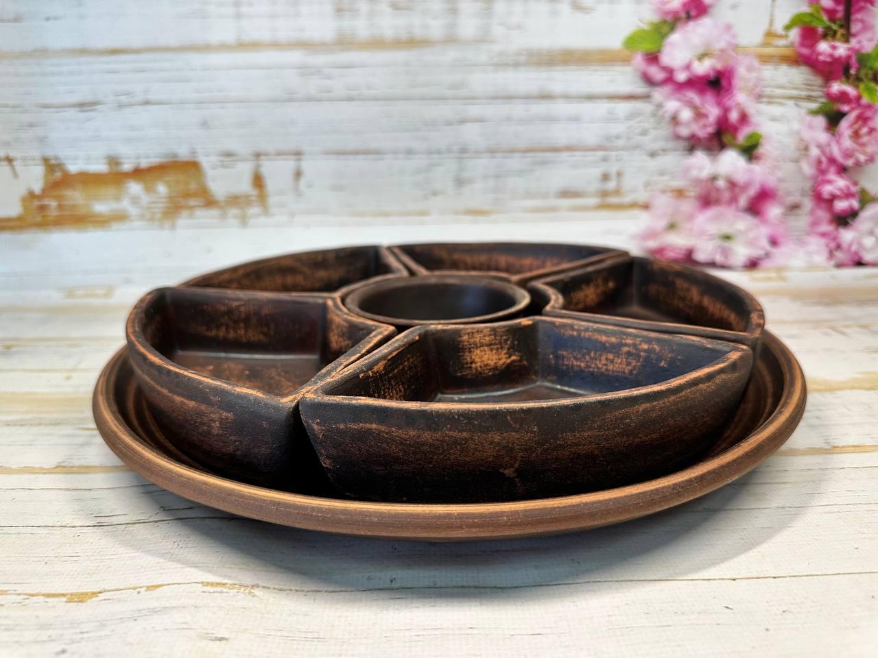 Менажница глиняная для подачи закусок 30 см (1986079996) - фото 3 Менажница глиняная для подачи закусок 30 см (1986079996) - фото 3