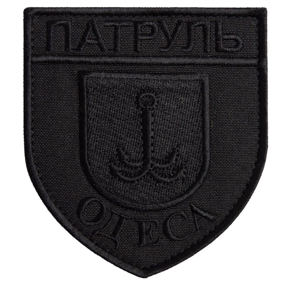 Шеврон на липучке Патруль Одесса 8х9 см Черный (23176)