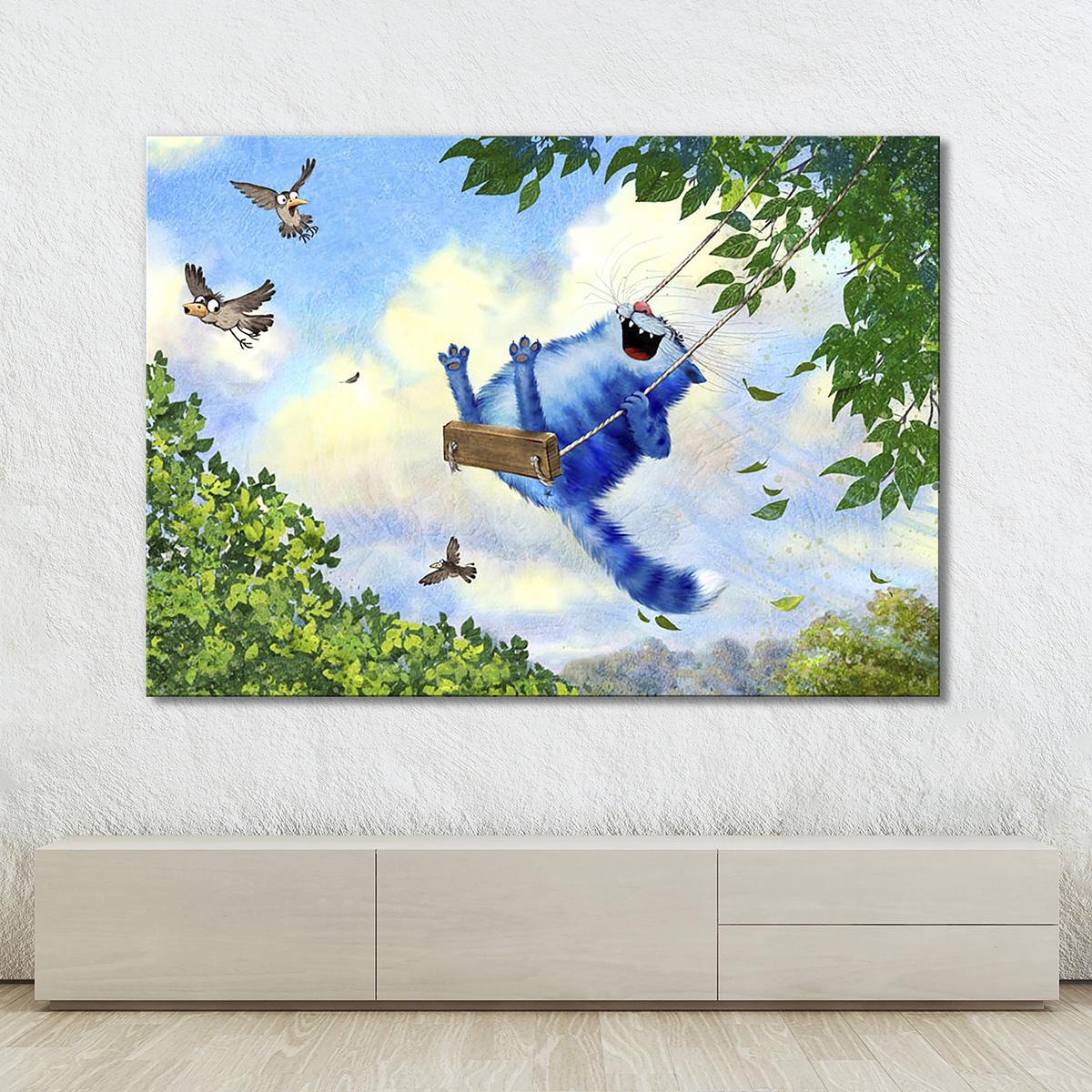 Модульная картина Котячие качели 1 модуль 70x105 см (_rinaz_20152233)