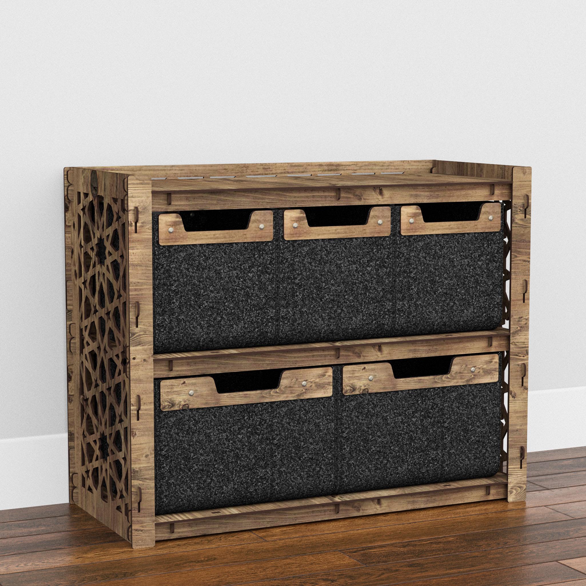 Комод в спальню низкий из дерева Hexagonica Arabic на 5 ящиков черные корзины 600х750х345 мм (119934) - фото 2 Комод в спальню низкий из дерева Hexagonica Arabic на 5 ящиков черные корзины 600х750х345 мм (119934) - фото 2