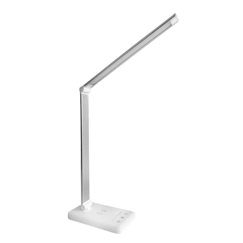 Настольная LED лампа Lesko M856 с беспроводной зарядкой White/Silver (2998829209)