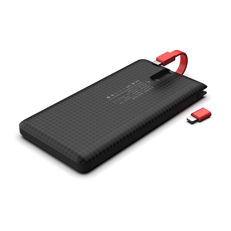 Повербанк Pineng PN-851 со встроенным кабелем 10000 mAh Black (85101) - фото 1