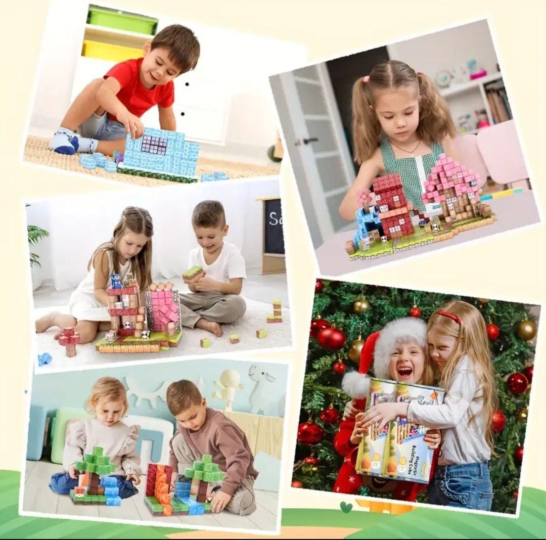 Конструктор магнитный Майнкрафт Египет водопад в пустыне с фараонами 100 дет. - фото 4