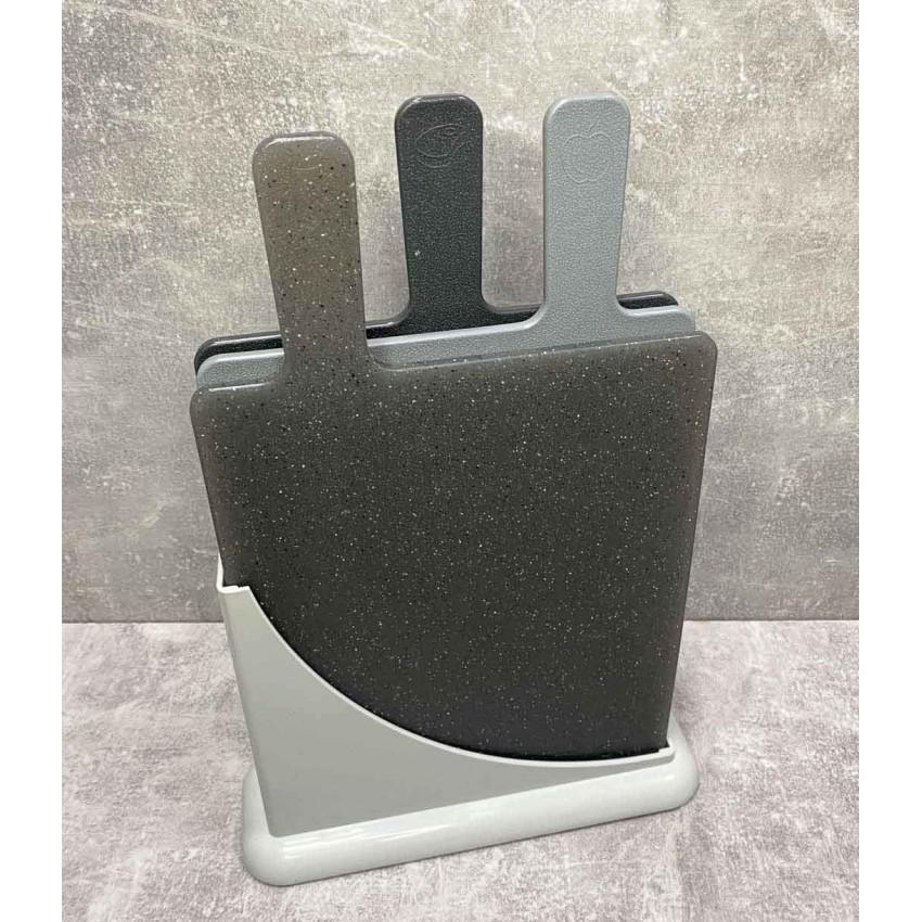 Набор разделочных досок Алена с подставкой 3 шт. Серый (25598635) - фото 3