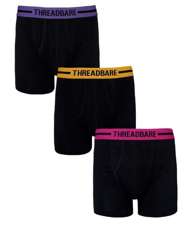 Набор трусов боксеров мужских Threadbare A-Front Boxers 3 шт. M Berry/Black (97524659)