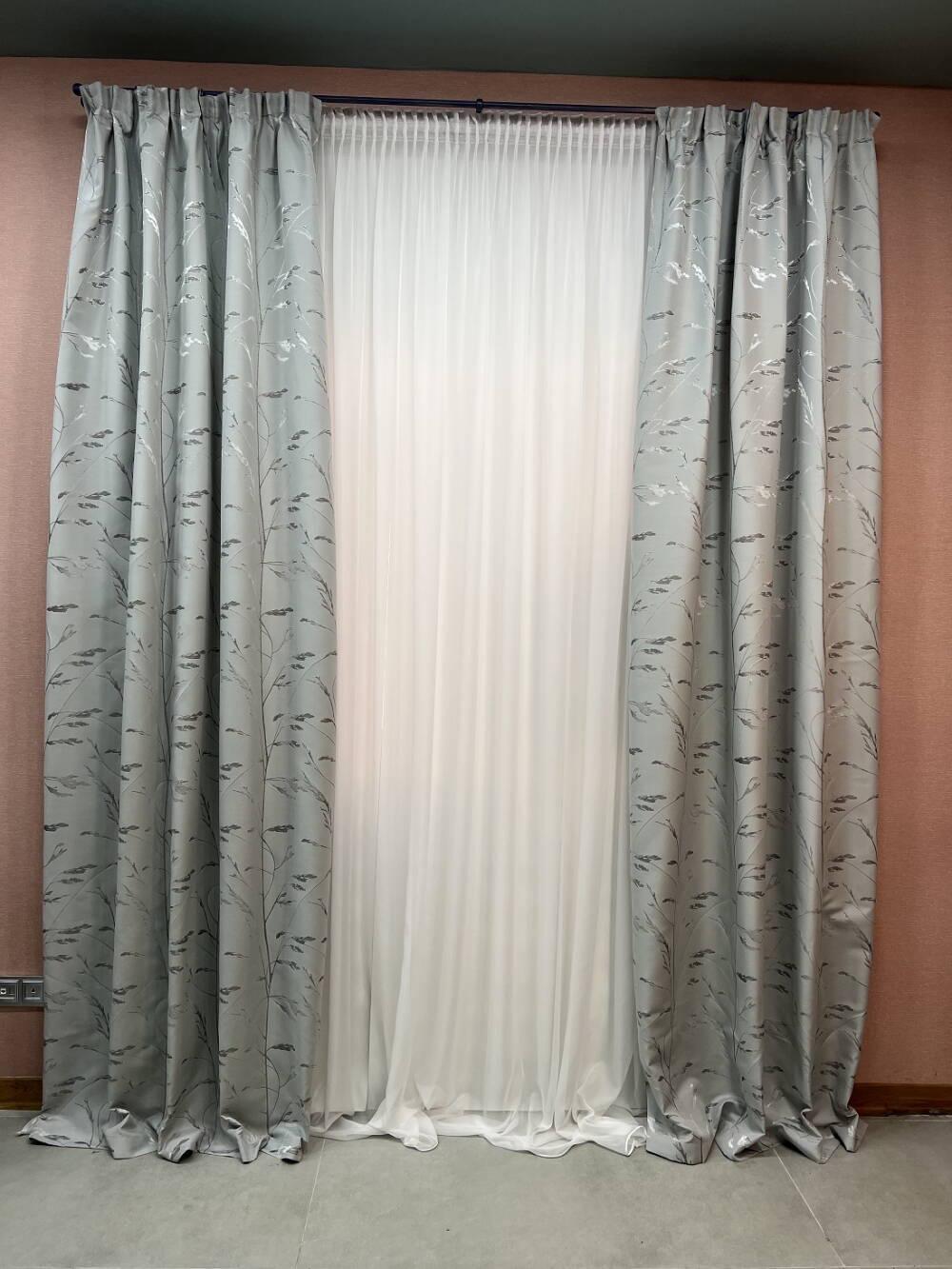 Штори сатинові 1,46 м 2 шт. Сірий (000101646)