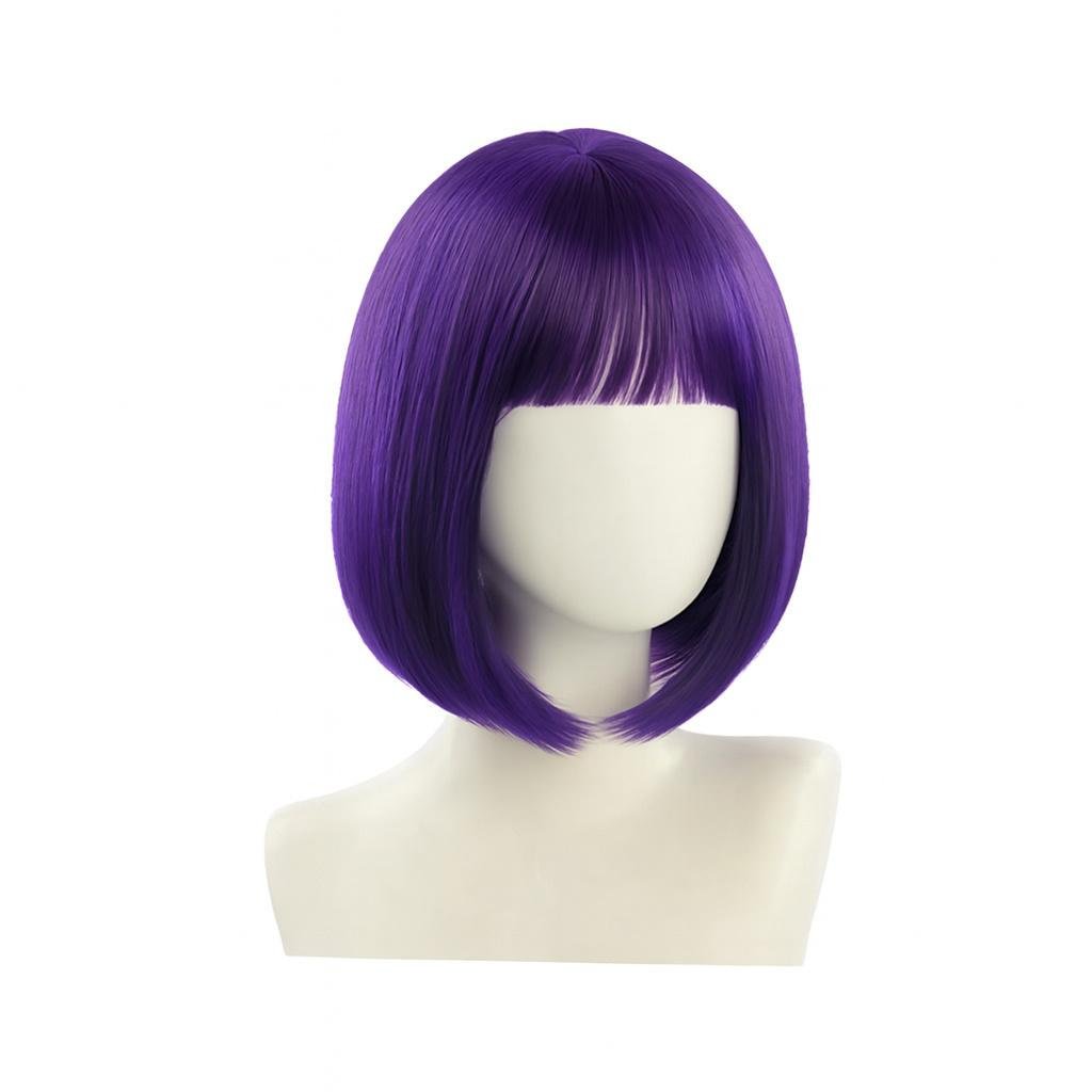 Перука боб-каре з чубчиком пряме волосся 30,48 см Фіолетовий (3000004053)