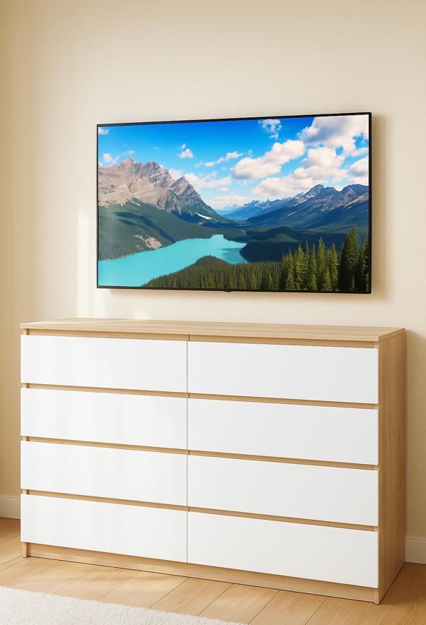 Комод Мастер Форм Брайт ДСП телескопічні напрямні повного висування 1300х376х950 мм Дуб сонома/Білий