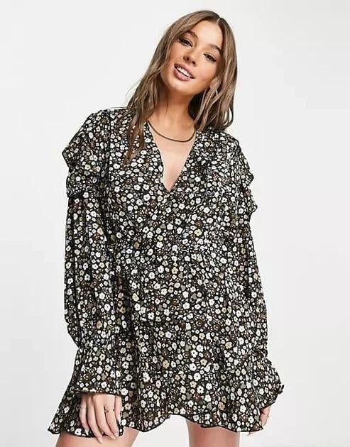 Платье Missguided WXDD930703 Цветы р. 40 Черный