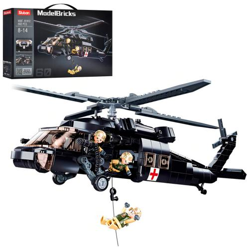 Конструктор детский Sluban Военный вертолет 40,8 см 692 детали (M38-B1012)