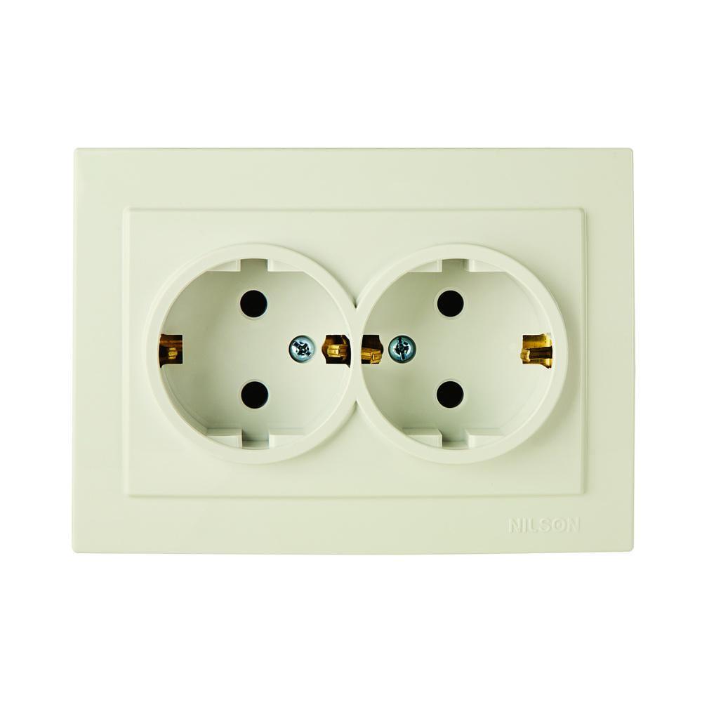 Розетка двухместная с заземлением Nilson Touran Кремовый (00000023816)