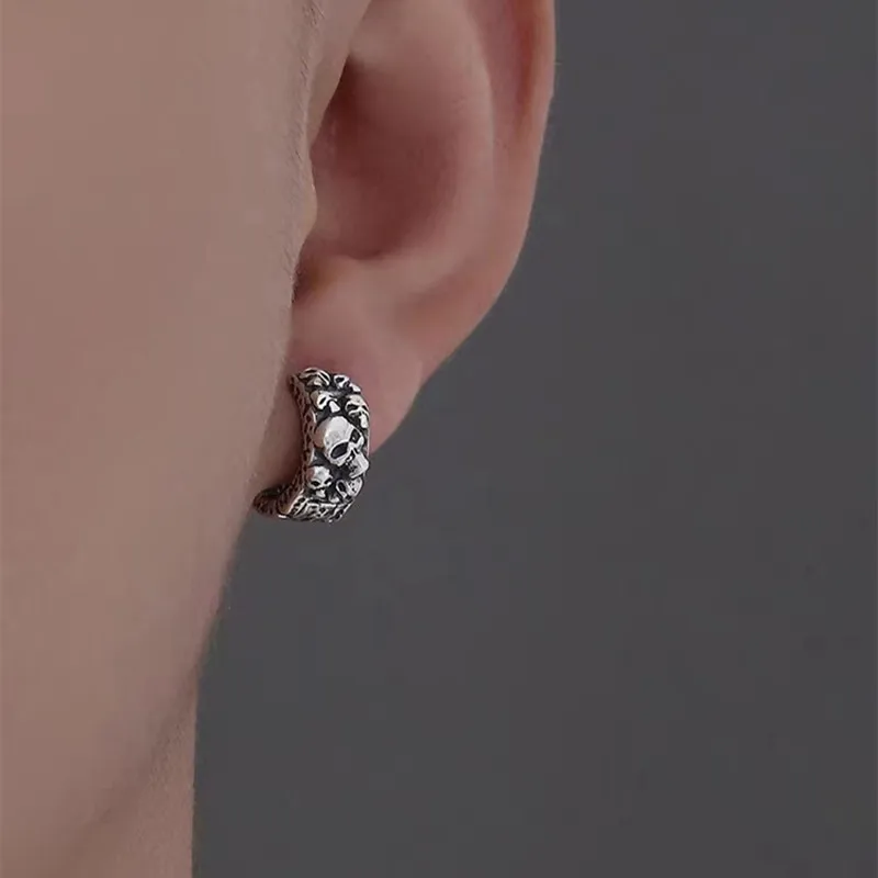 Сережки з черепом готичні чоловічі зі сталі 1 шт. (1490049996)