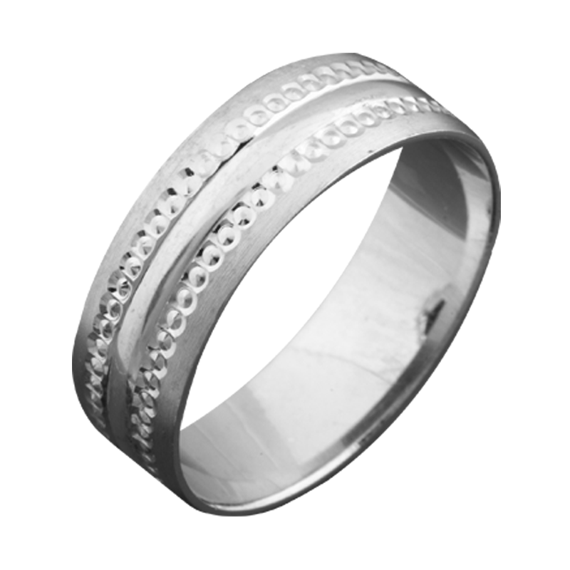 Обручка срібна з глибоким візерунком по контуру р. 18