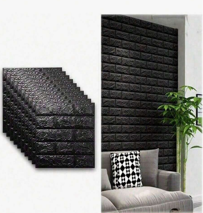 3D-панель самоклеящаяся под кирпич 77x70 см x 3 мм Черный - фото 2