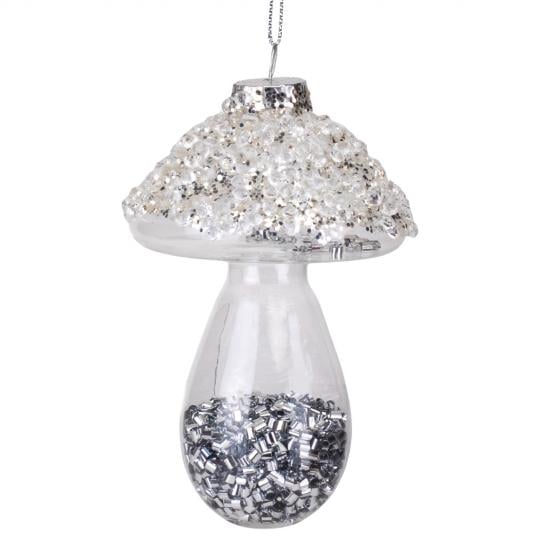 Елочная игрушка Серебряный гриб 10 см (6029-008)