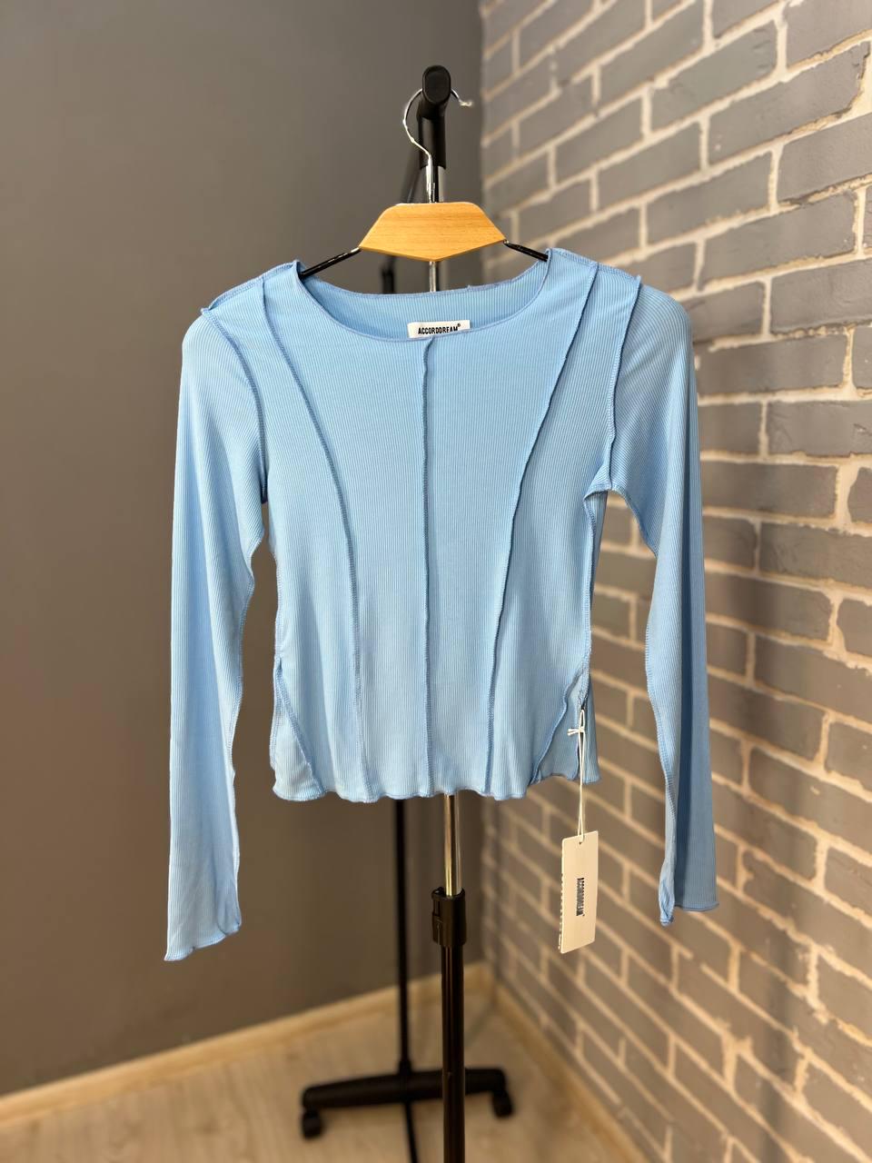 Реглан жіночий ACCORDDREAM 20530 лонгслів вивернуті шви рубчик OS Блакитний (1337) - фото 4 Реглан жіночий ACCORDDREAM 20530 лонгслів вивернуті шви рубчик OS Блакитний (1337) - фото 4