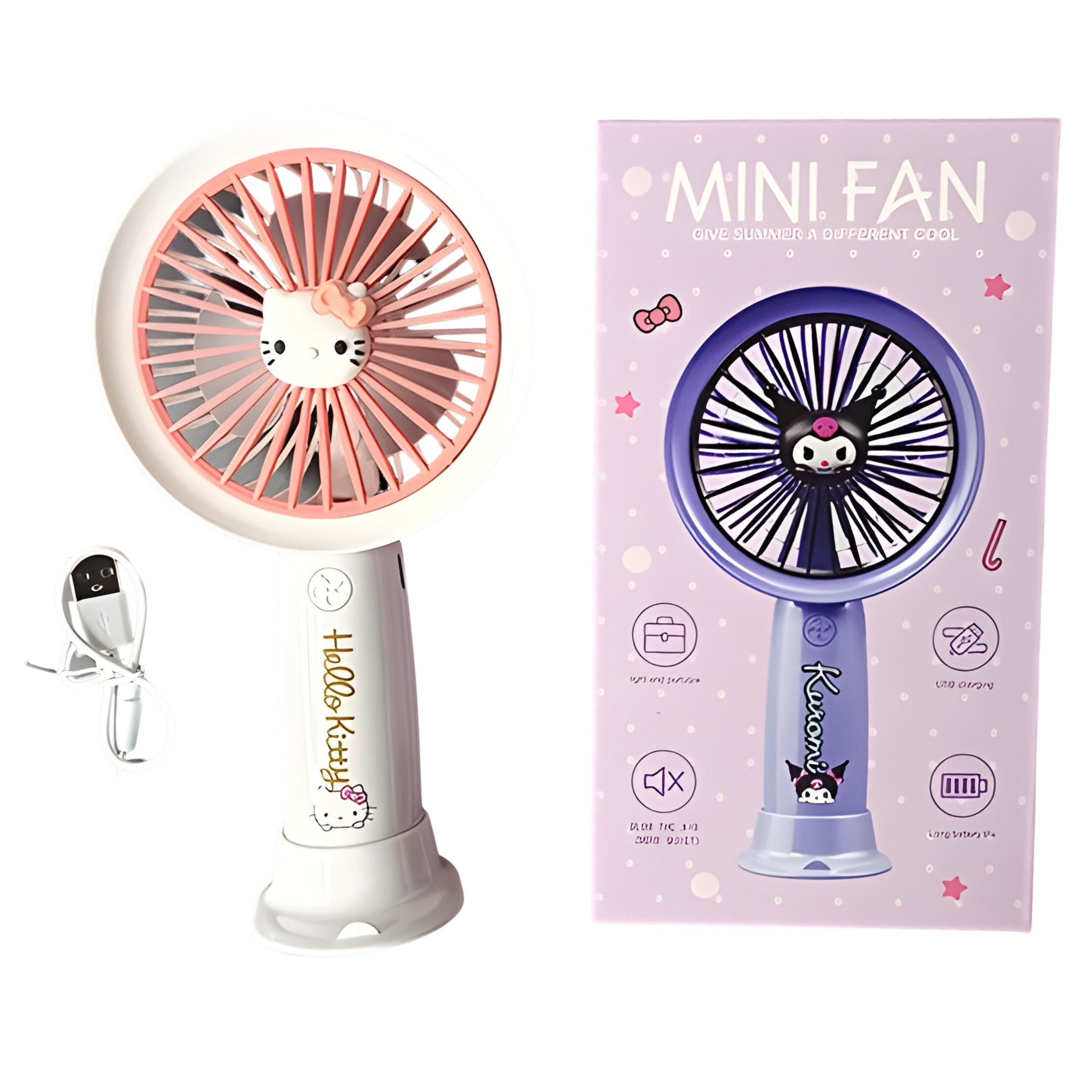 Вентилятор-USB детский портативный Hello Kitty Белый (SD-02)
