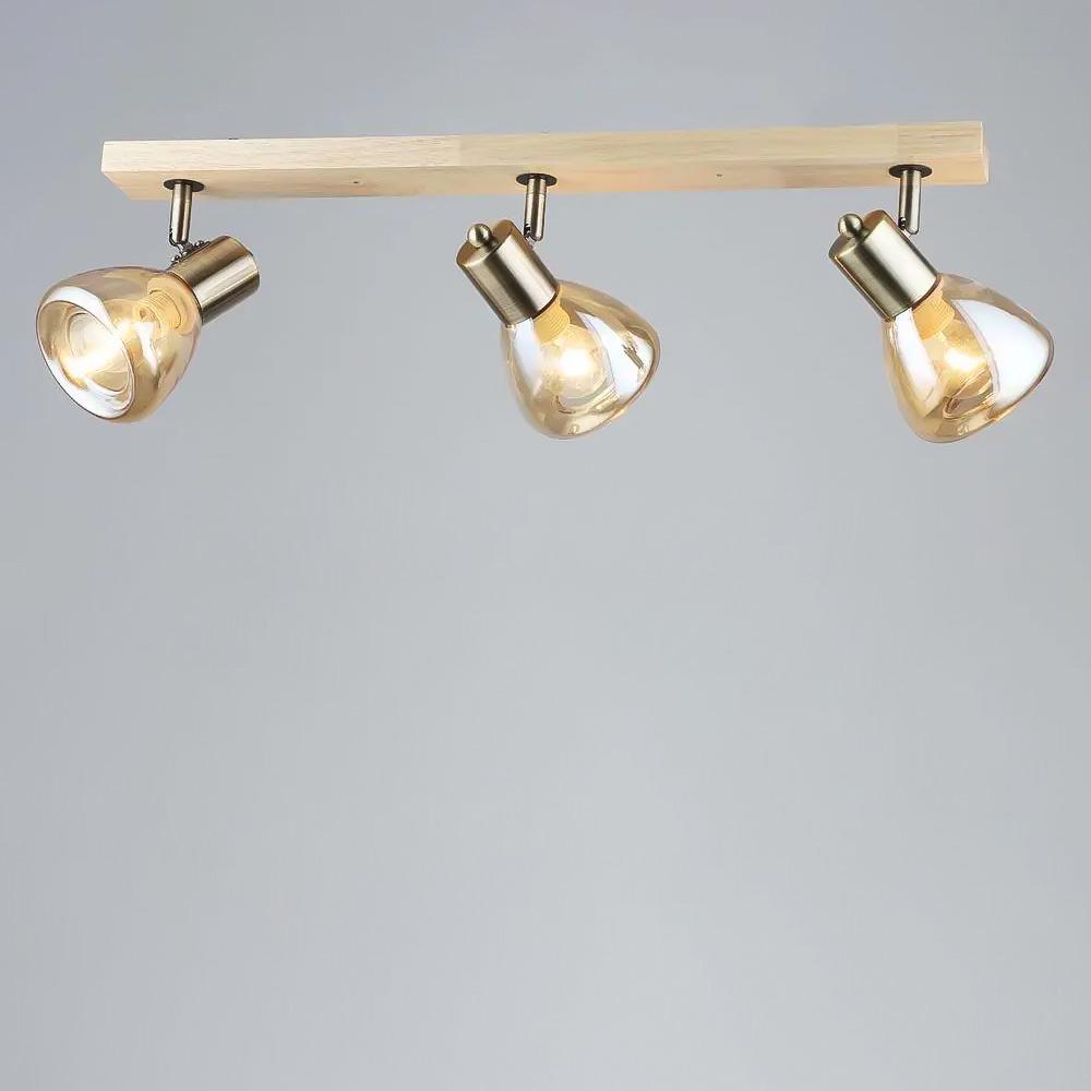 Люстра потолочная Light House SR-19208/3 AB/Wood E27 650х100х170 мм Бронзовый/Дерево