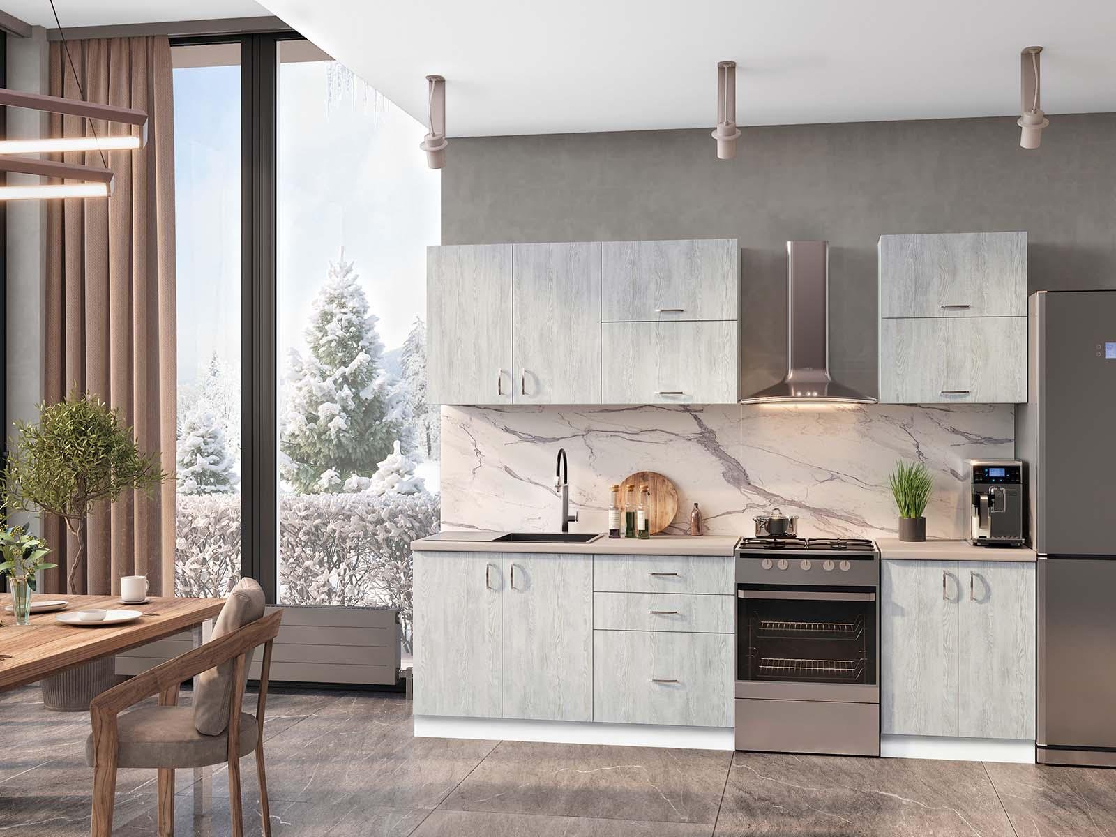 Кухня прямая Лиора 200 см Светло-серый (S-80-006-178)