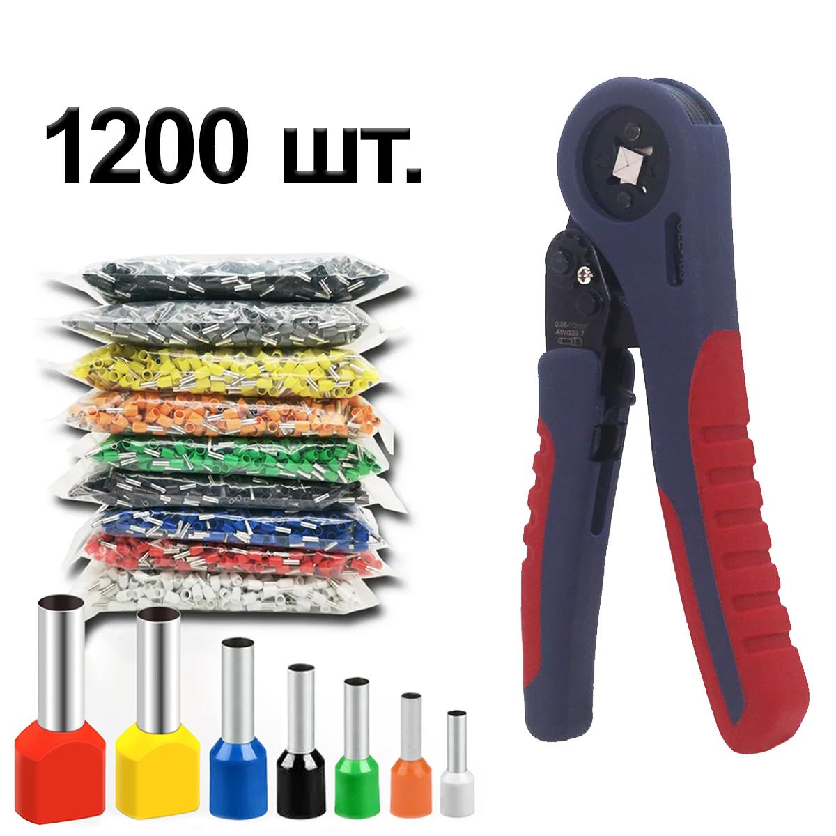 Комплект Tactix четырехгранный кримпер 0,08-10 мм2 с наконечниками 1200 шт. 7 видов (DART.E13)
