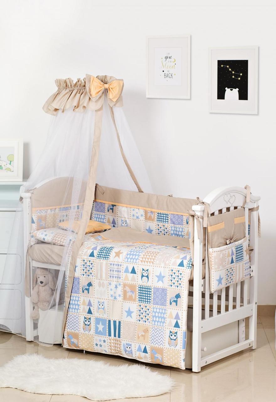 Комплект постельного белья детский Twins Modern II Сова 8 элементов Бежевый