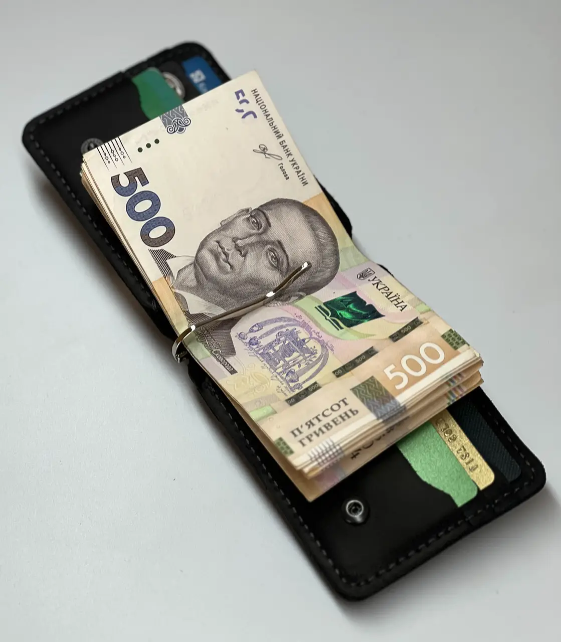 Кошелек с зажимом Double кожаный 12х8х5х1 см - фото 10