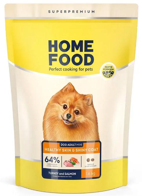 Корм сухий для дорослих собак малих порід Home Food Індичка й лосось здорова шкіра/блиск шерсті 1,6 кг (00-00022966)