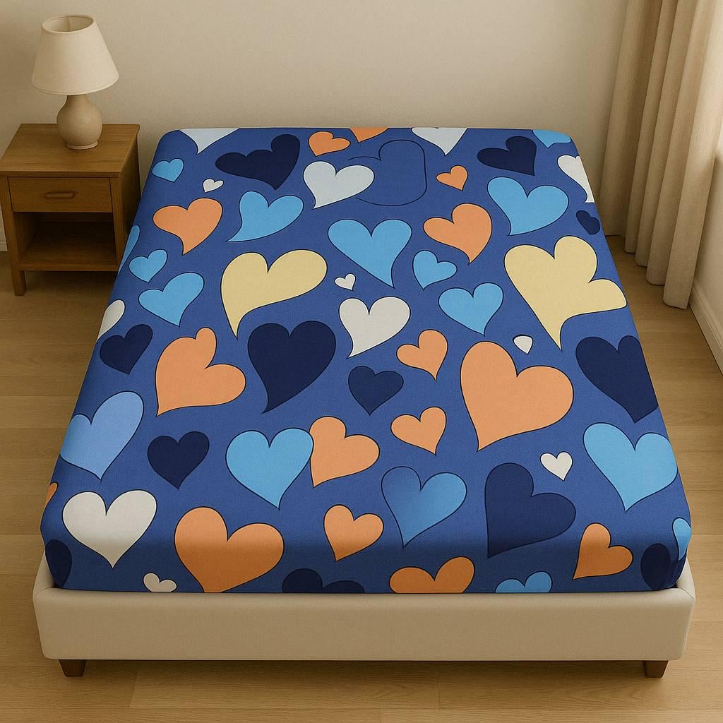 Простыня на резинке Hearts из сатина 160х200 см (S-1704hs/x160)