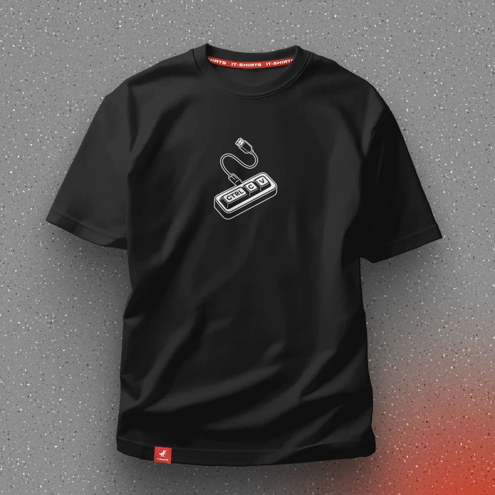 Футболка айтишника Copypaster с клавиатурой Ctrl+C+V XXL Черный (IT-051T-B-XXL)