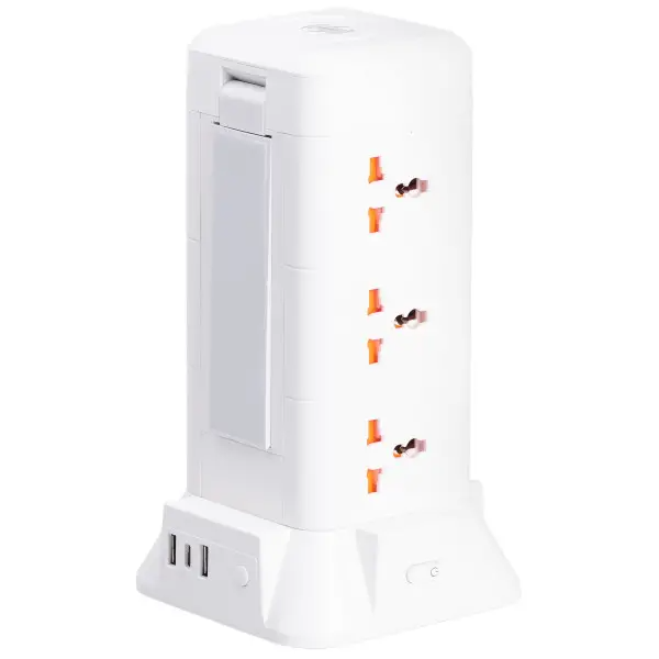 Фильтр-удлинитель сетевой TOWER 9 розеток LED-лампа 3USB + 1PD 4,8 м Белый (HP-5-7MF)