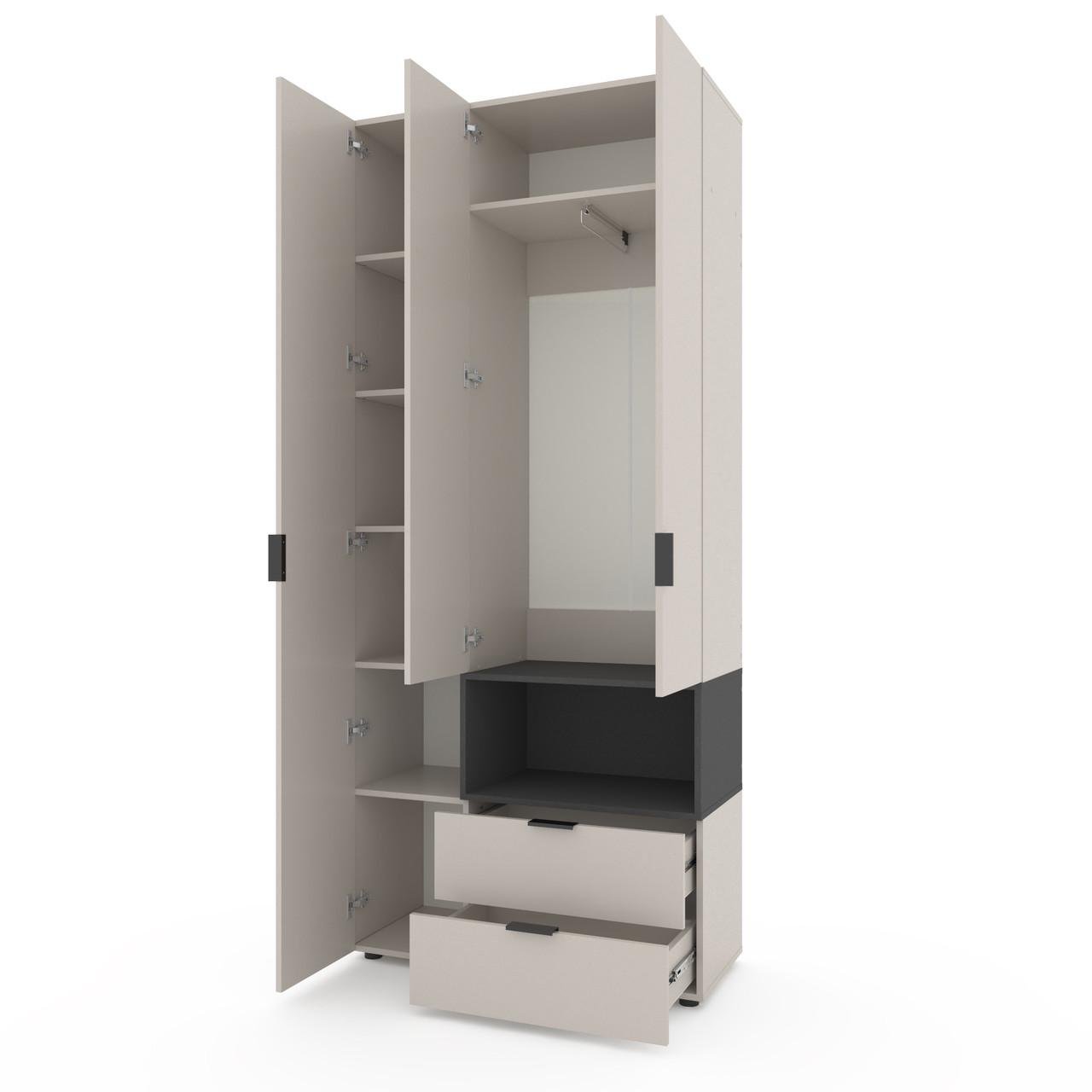 Шафа Metkas Home A002R ЛДСП 1000x420x2300 мм Кашемір/Антрацитовий - фото 1 Шафа Metkas Home A002R ЛДСП 1000x420x2300 мм Кашемір/Антрацитовий - фото 1