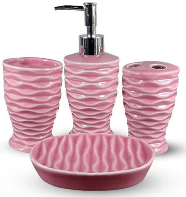 Набор аксессуоров для ванной комнаты SNT Класика 4 пр. Розовый (888-142)