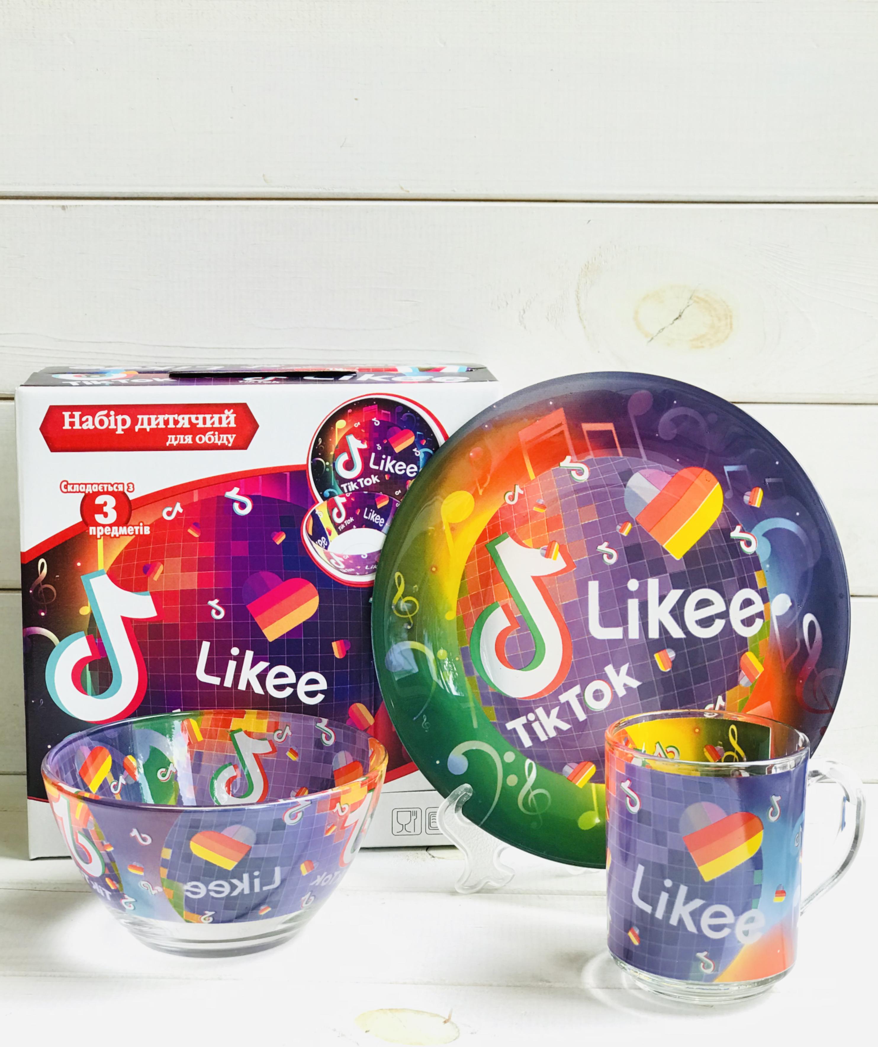 Набір дитячого скляного посуду Metr+ Tik Tok з 3-х предметів