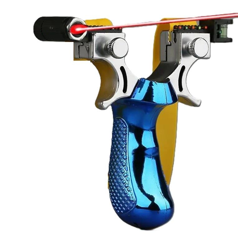 Рогатка потужна спортивна металева з лазерним прицілом та керамічними кульками