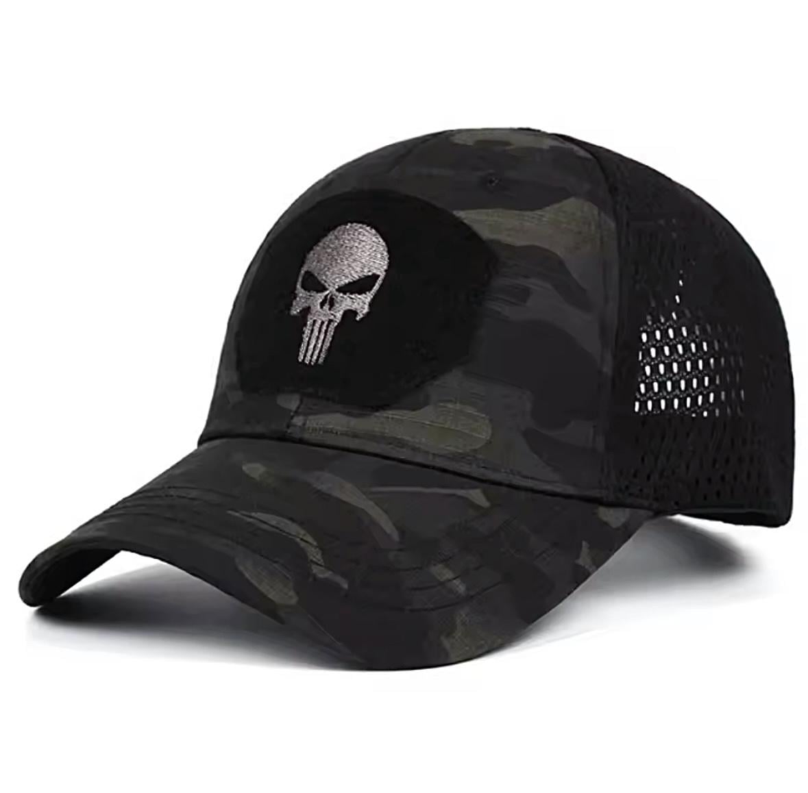 Кепка бейсболка Wuke логотип каратель с сеточкой и изогнутым козырьком унисекс one size Камуфляж