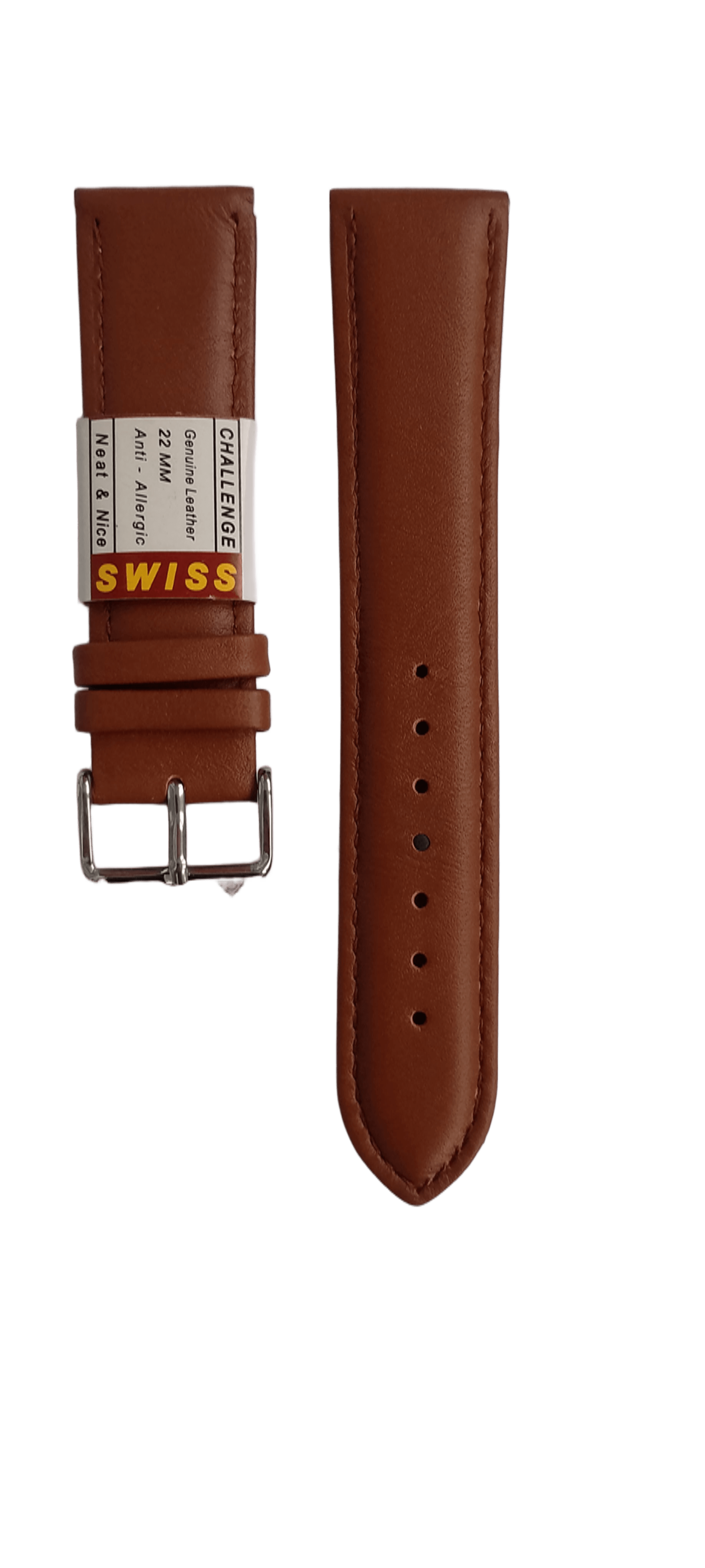 Ремешок для часов кожаный крокодил 22х175 мм Светло-коричневый (2453А)