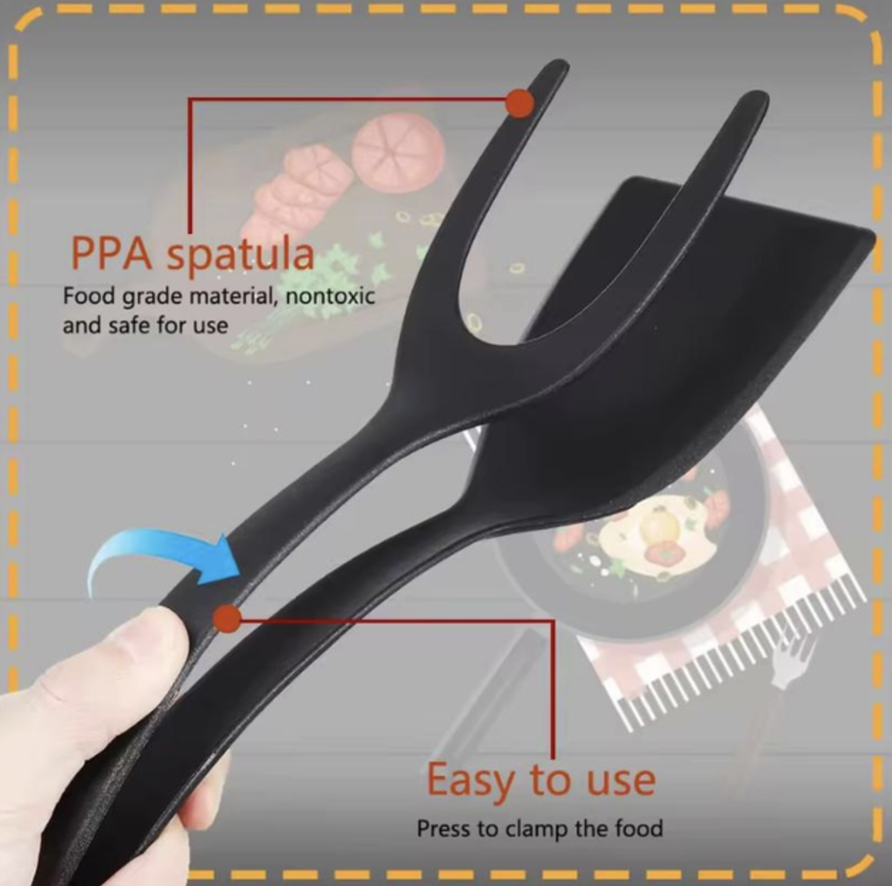 Лопатка-щипці кухонна термостійка 1 шт. Чорний (545164488) - фото 5