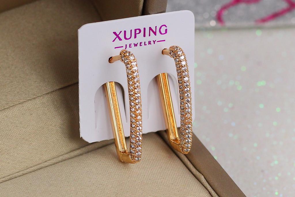 Сережки Xuping Jewelry Доріжка з каміння 2,2 см Золотистий (1578048450)