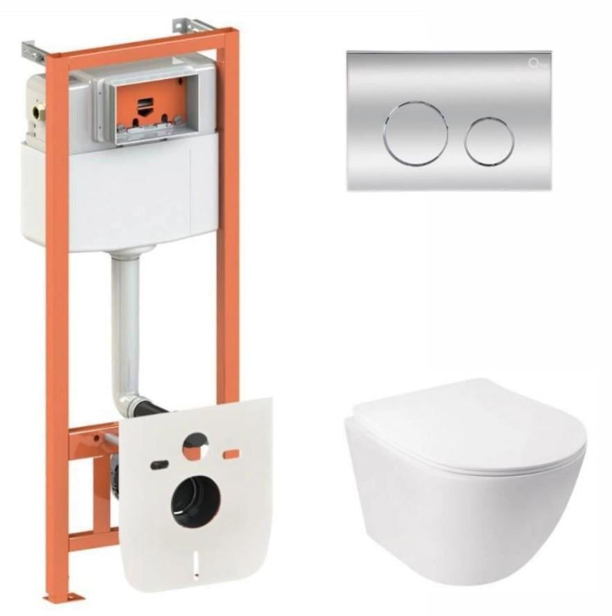 Комплект для ванной комнаты Qtap Nest 4в1 подвесной унитаз Jay Ultra Quiet 485x360x320 мм и установка QT07335177W45137 (66295)