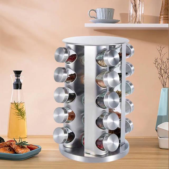 Карусель для специй Spice Carousel 19 стеклянных банок вращения 360° Нержавеющая сталь (29896763)