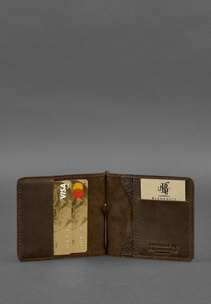 Портмоне мужское кожаное BlankNote 1.0 зажим для денег карбон Темно-коричневый (A-026202) - фото 3 Портмоне мужское кожаное BlankNote 1.0 зажим для денег карбон Темно-коричневый (A-026202) - фото 3