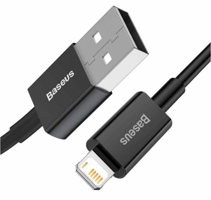 Кабель для зарядки смартфона Baseus USB-Lightning 1 м 2.4 А Чорний (CALYS-A01) - фото 2