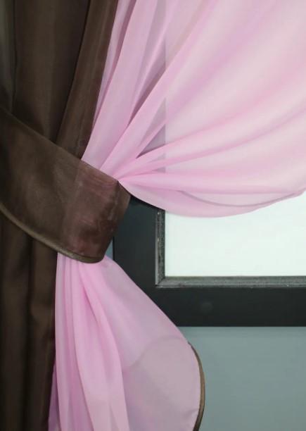 Комплект штор на кухню 265х170 см Венге/Розовый (017к) - фото 4 Комплект штор на кухню 265х170 см Венге/Розовый (017к) - фото 4