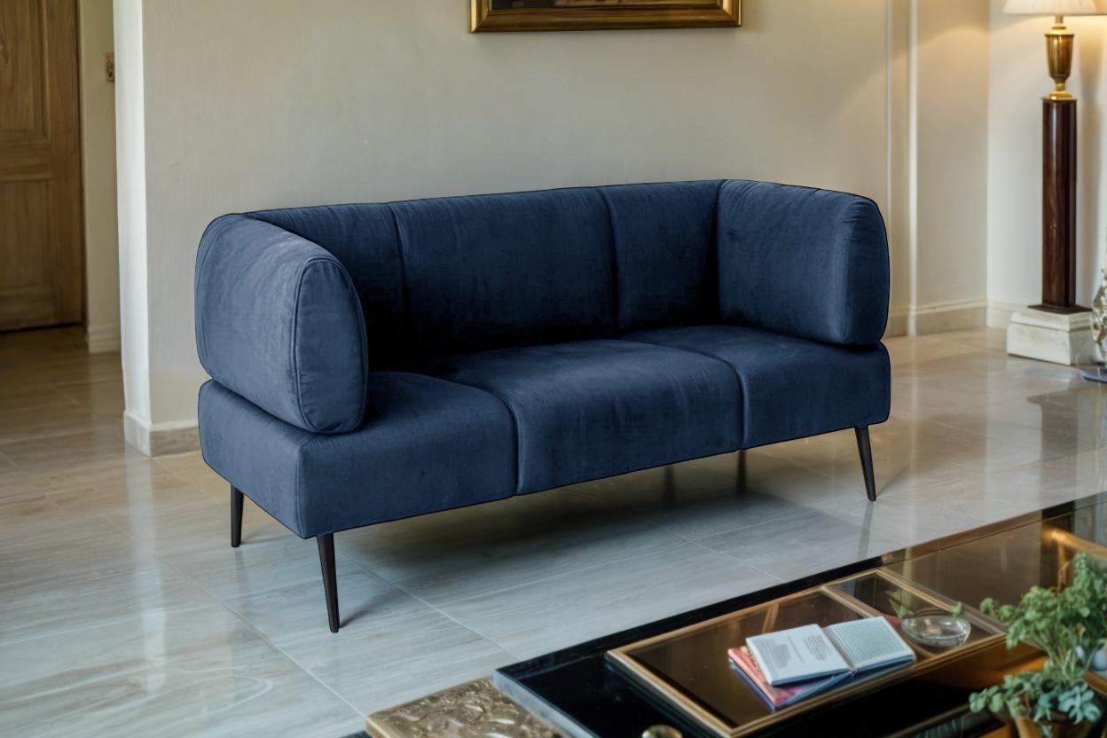 Диван з підлокітниками Tobi Sho Бенно-1 офісний з конусною ногою 1500х720х750 мм велюр Emilia 88 Blue - фото 2