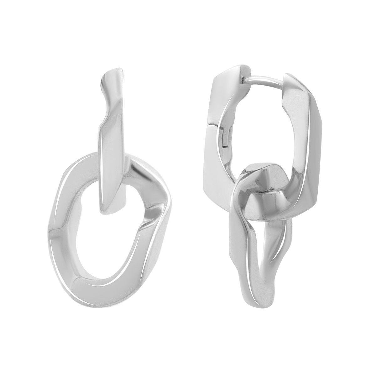 Серебряные серьги-кольца с асимметричными звеньями