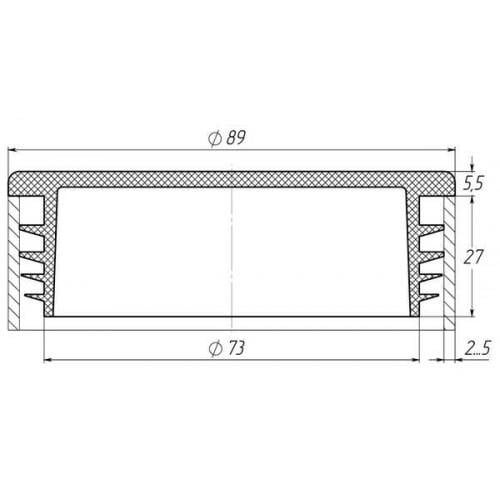 Заглушка Steelfix 89 мм внутренняя круглая для трубы плоская Черный (245729) - фото 2