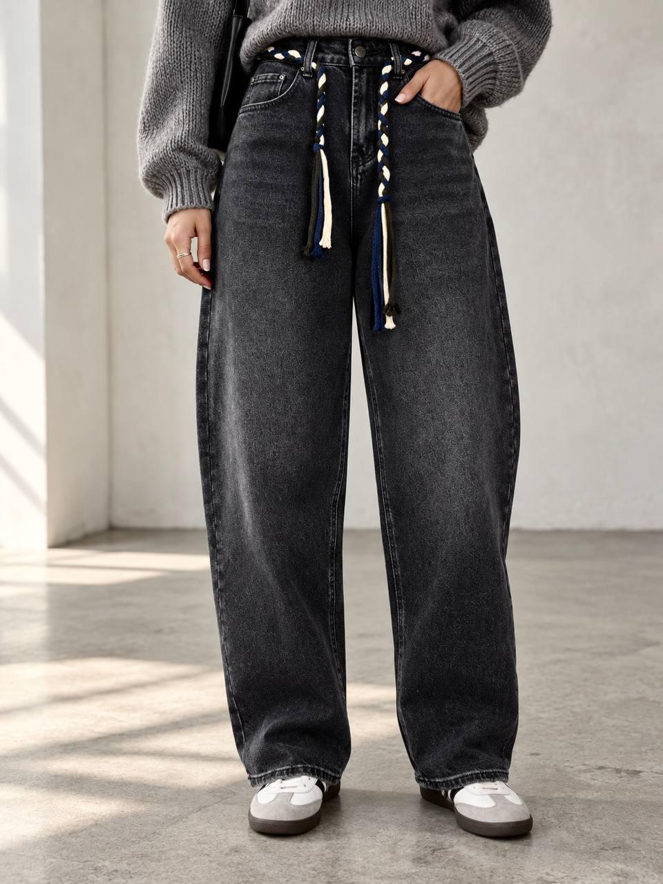 Джинсы женские Vanver 82216 baggy MOM бананы американки с поясом р. 26 Черный (8006)